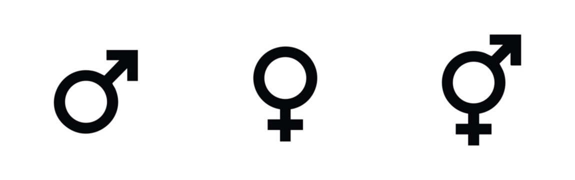 Male, female, and gender symbols on a white background