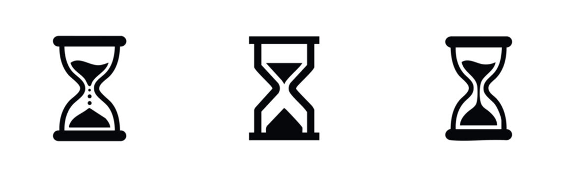 Three hourglasses showing different stages of time
