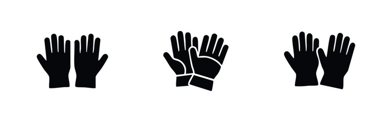 Obraz premium Set of three black icons showing pairs of hands wearing gloves