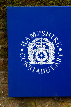 Hampshire Constabulary Police Sign in Stockbridge, Hampshire, UK