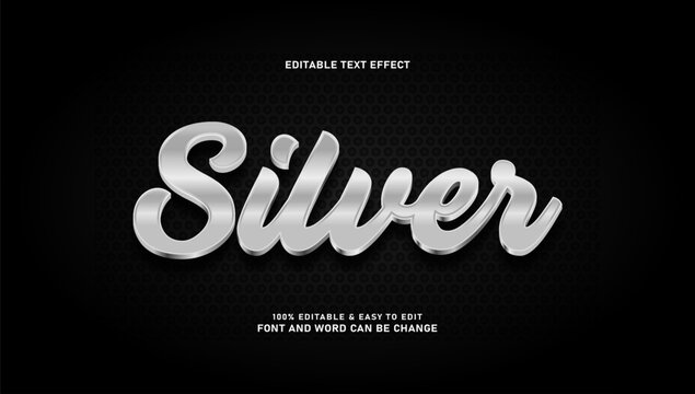 Metallic Silver Luxury Text Style with 3D Glossy Effect