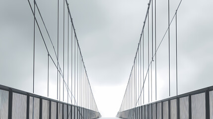 Fototapeta premium Empty Suspension Bridge with Cables in Perspective