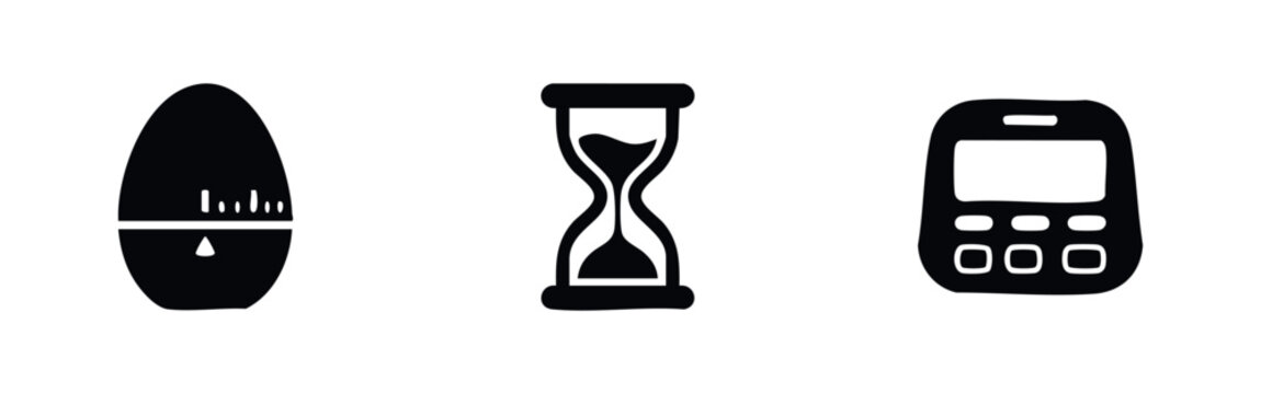 Kitchen Timer, Hourglass, and Phone Icons