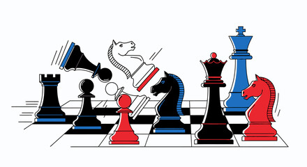 Chess pieces on a board game. © RamaHima