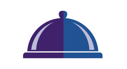 Fototapeta premium Elegant food service cloche icon with a split purple and blue design, representing fine dining and culinary presentation