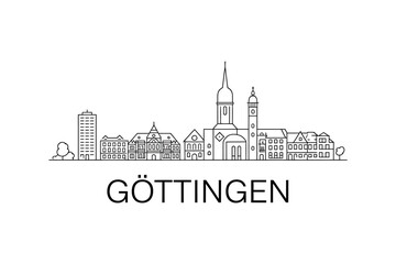 Obraz premium Gttingen city skyline with buildings and towers in simple line art style one line