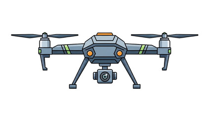 Fototapeta premium A vector 2D CAD illustration of a drone with camera equipment
