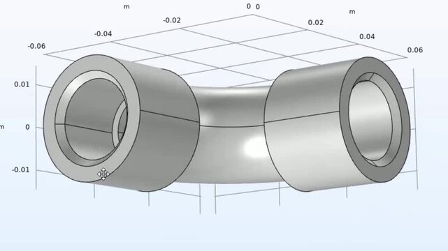 Video animation of metal or plastic pipe. Computer 3d modeling with rotation. Technic cad analysis
of steel mechanical part with hole using computer aided design system. Engineering calculation.