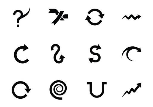Modern Abstract Vector Arrows and Symbols Icon Collection Navigation, UI UX, Process, Reload, Directional Signs