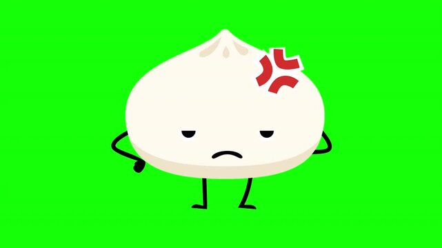Cute Dumpling Character with Head Injury Reaction Animation Loop with Alpha Channel