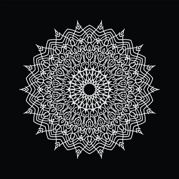 Intricate geometric mandala design with symmetrical patterns and flowing lines