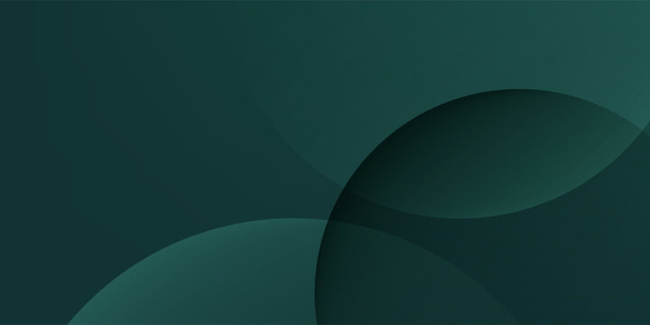 A dark green background with smooth, overlapping circles. The background is green with a gradient texture, creating a modern, abstract style. Minimal abstract circles vector gradient background