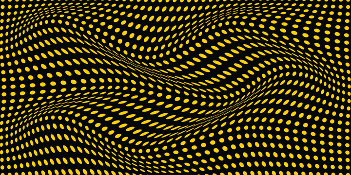 simple yellow polka dot wave pattern on dark for banner poster background.