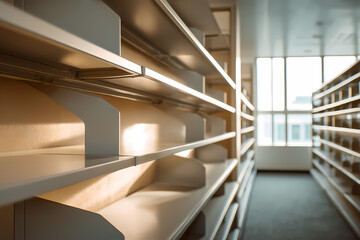 Fototapeta premium Empty Library Shelves with Soft Natural Light