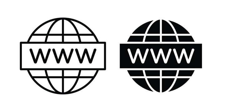 Website globe icon Flat and linear stroke vector design isolated illustration.
