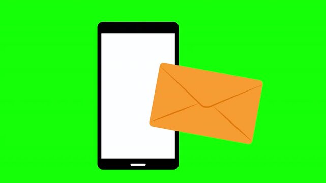 Smartphone Email Notification Animation with Envelope Message Loop with Alpha Channel