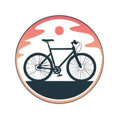 Fototapeta premium Bicycle silhouette within a sunset circle vector illustration for design