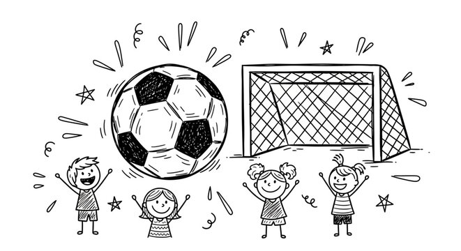 Children Celebrating with Soccer Ball.