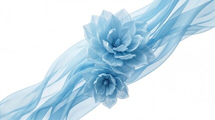 Fototapeta premium Serene Light Blue Silk Magnolia Composition – 8K Ultra-Detailed Abstract Floral Fabric Art Background