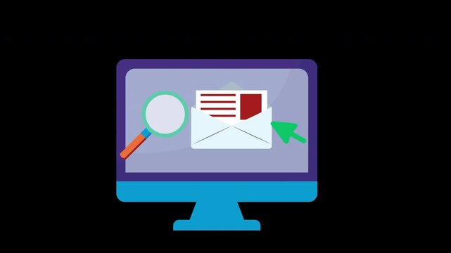 Email Marketing Search Animation Loop Digital Communication Concept with Alpha Channel