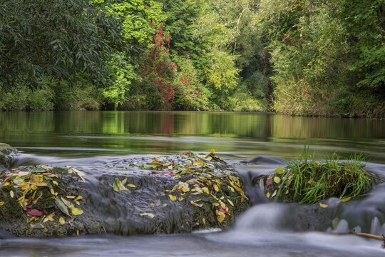 Falling step of a former weir at the Triesting, Hirtenberg, Lower Austria, Austria