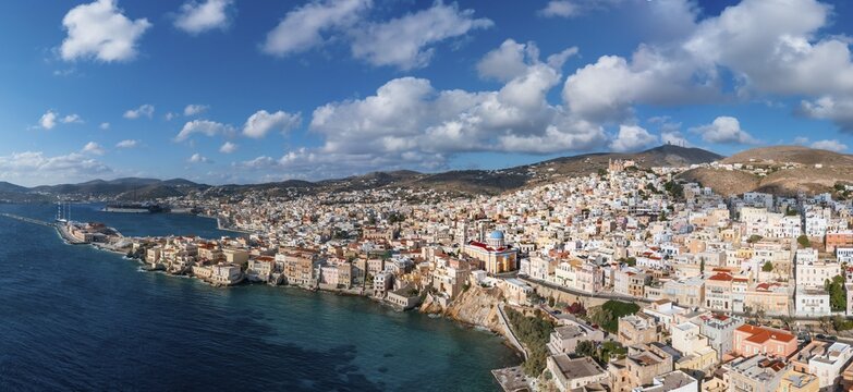 Town view of Ermoupoli, Syros, Cyclades, Greece
