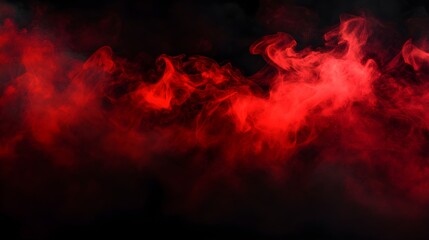 Fototapeta premium Fiery Red Smoke Swirling on Black Background