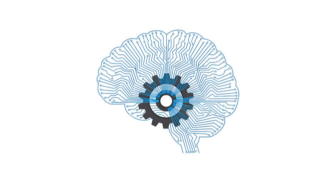 Brain, gear, and cogwheel vector, mental mechanics, thinking process, mind concept