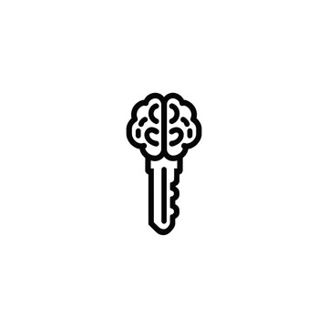 Minimalist Brain Key Line Icon