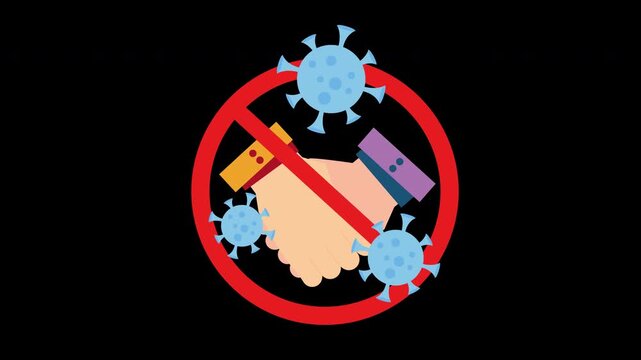 No Handshake Symbol Virus Warning Social Distancing Animation Loop with Alpha Channel