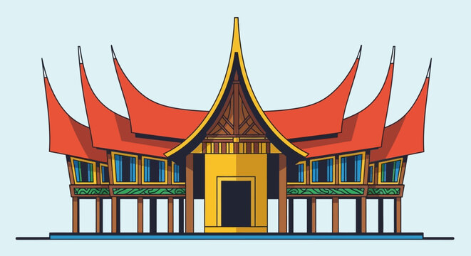 Traditional Thai Temple Roof Architecture.