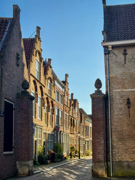 Typical Dutch, a charming view of Hofstraat in Dordrecht