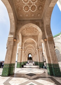 Portico, Hassan II Mosque, Grande Mosqu&eacute;e Hassan II, Moorish architecture, Casablanca, Morocco