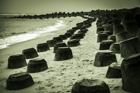 Concrete cone, H&ouml;rnum-Odde, H&ouml;rnum, Sylt Island, Germany