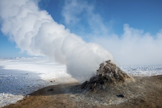 Steaming fumarole, solfatara in Hverar&ouml;nd, also Hverir or Namaskard, geothermal area, North Iceland, Iceland