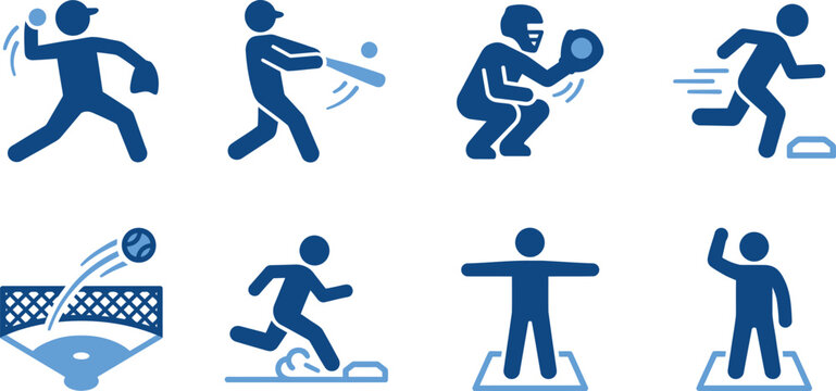 American football play sequence icons depicting actions and equipment