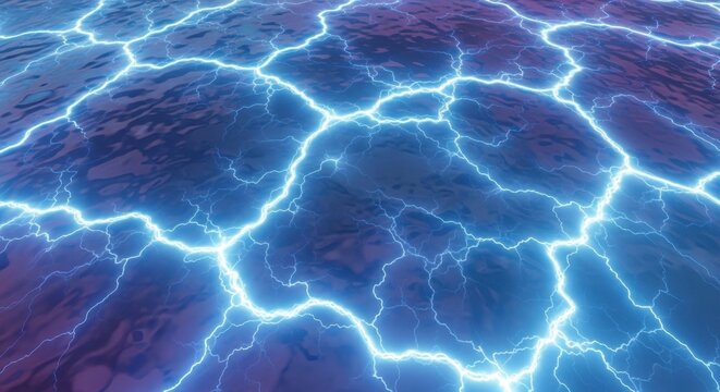 Electric Lightning Pattern Over Water Surface