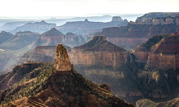 View from Point Imperial to Mount Hayden in canyon landscape, Grand Canyon National Park, North Rim, Arizona, USA