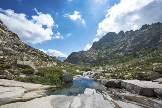 Pool in the mountains, river Golo, Nature Park of Corsica, Parc naturel r&eacute;gional de Corse, Corsica, France