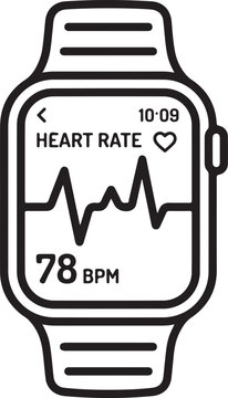 Smartwatch displaying heart rate and bpm on screen