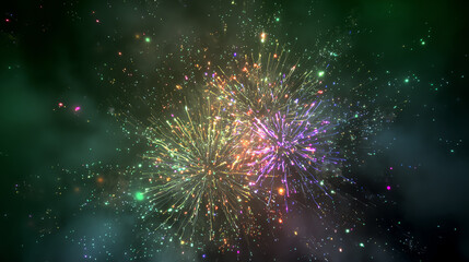Fototapeta premium Vibrant fireworks illuminate the night sky, creating a dazzling display of color and light for celebrations.