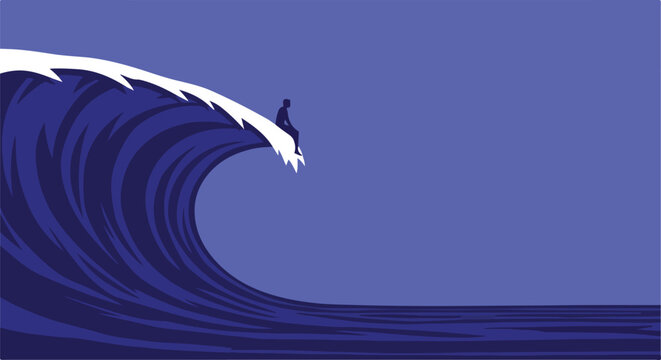 Surfing wave ocean blue water sports action