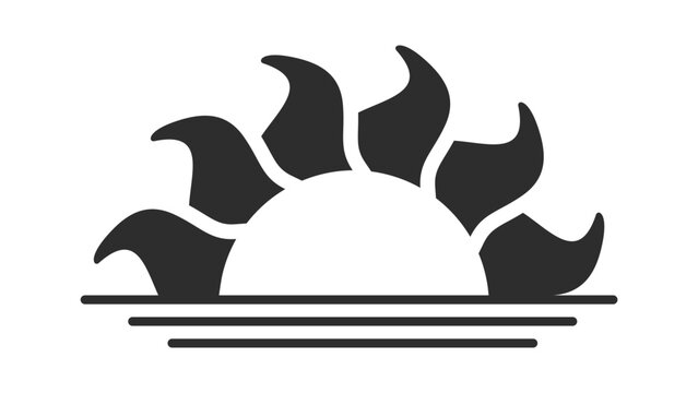 Sun Sunrise Over Water Silhouette Emblem
