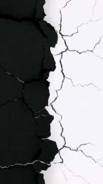 Vertical video: Shifting jagged seam under light shifts in closeup, showing ruffled edge and cracks