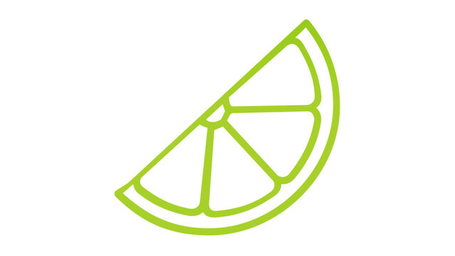 Minimalist green lime slice vector icon illustration. Scalable flat line art of a citrus fruit wedge for healthy food branding, organic juice labels, and fresh summer drink graphic design elements.
