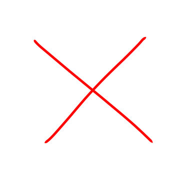 Hand drawn red cross mark, x symbol doodle cancel or wrong sign sketch