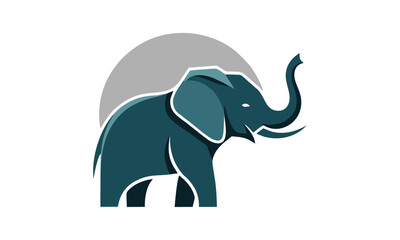 A large elephant stands proudly in front of a full moon. © inka