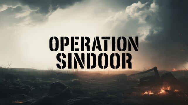 Operation Sindoor Title with Dramatic Sky and Battlefield