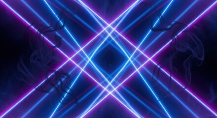 Fototapeta premium Neon Light Grid with Smoke