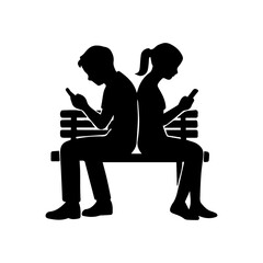 Couple phubbing, ignoring each other with smartphones © Iulia